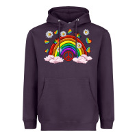 Plum pride rainbow with daisy and butterfly Heavyweight Hoodie - texasbilliewilder