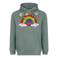Sage pride rainbow with daisy and butterfly Heavyweight Hoodie - texasbilliewilder