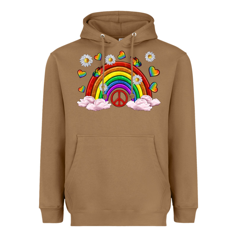 Pride Rainbow With Daisy And Butterfly Heavyweight Hoodie by texasbilliewilder | Teevron