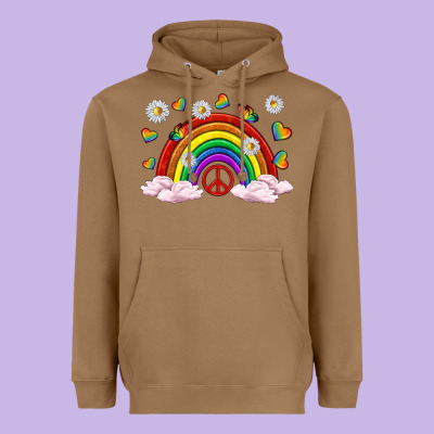 Heavyweight Hoodie pride rainbow with daisy and butterfly