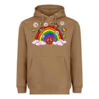 Toasted Coconut pride rainbow with daisy and butterfly Heavyweight Hoodie - texasbilliewilder