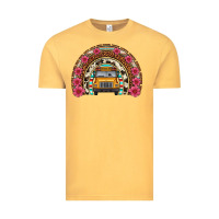 Vintage Mustard school bus leopard cowhide rainbow Vintage Tee - Artiststas