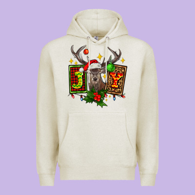 Joy With Reindeer Ado Premium Hoodie Designed By Adodesignshop