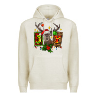 Oatmeal Heather joy with reindeer ado Premium Hoodie - AdoDesignShop