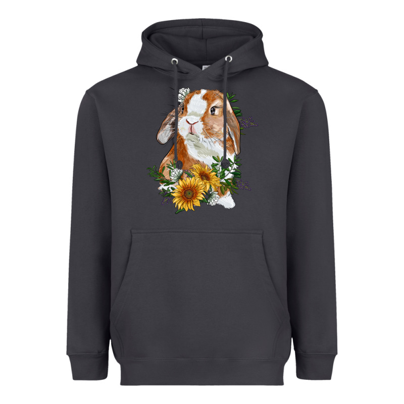 Bunny With Sunflowers Heavyweight Hoodie by RanaPortraitStore | Teevron