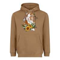 Toasted Coconut Bunny With Sunflowers Heavyweight Hoodie - RanaPortraitStore