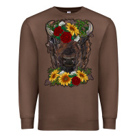 Chestnut bison face with flowers Premium Sweatshirt - RanaPortraitStore