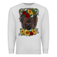 Dove Grey bison face with flowers Premium Sweatshirt - RanaPortraitStore