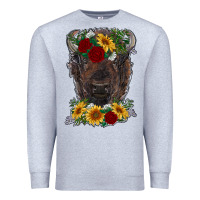 Bison Face With Flowers Premium Sweatshirt | Teevron