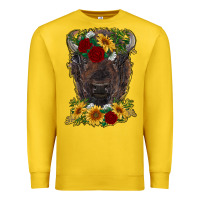 Lemon bison face with flowers Premium Sweatshirt - RanaPortraitStore