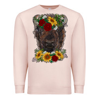 Pale Pink bison face with flowers Premium Sweatshirt - RanaPortraitStore