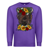 Purple bison face with flowers Premium Sweatshirt - RanaPortraitStore