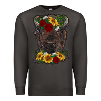 Smoke bison face with flowers Premium Sweatshirt - RanaPortraitStore