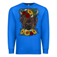 True Royal bison face with flowers Premium Sweatshirt - RanaPortraitStore