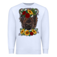 White bison face with flowers Premium Sweatshirt - RanaPortraitStore