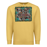 Antique Gold aztec background with gemstone and cowhide Premium Sweatshirt - RanaPortraitStore