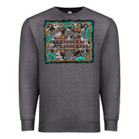 Charcoal Heather aztec background with gemstone and cowhide Premium Sweatshirt - RanaPortraitStore