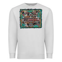 Dove Grey aztec background with gemstone and cowhide Premium Sweatshirt - RanaPortraitStore