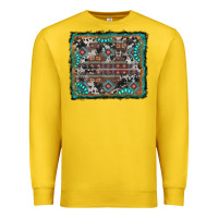 Lemon aztec background with gemstone and cowhide Premium Sweatshirt - RanaPortraitStore