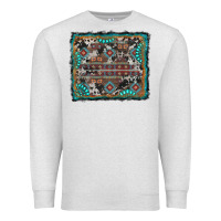 Oatmeal Heather aztec background with gemstone and cowhide Premium Sweatshirt - RanaPortraitStore