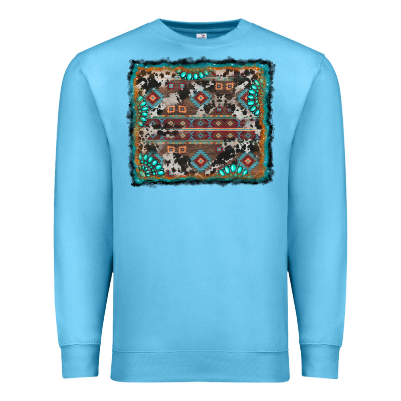 Aztec Background With Gemstone And Cowhide Premium Sweatshirt by RanaPortraitStore | Teevron