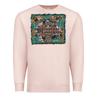 Pale Pink aztec background with gemstone and cowhide Premium Sweatshirt - RanaPortraitStore