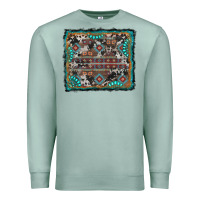 Seafoam aztec background with gemstone and cowhide Premium Sweatshirt - RanaPortraitStore