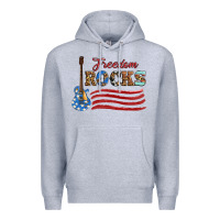 Heather Grey freedom rocks with guitar Premium Hoodie - Artiststas