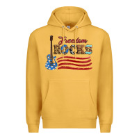 Mustard freedom rocks with guitar Premium Hoodie - Artiststas