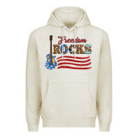 Oatmeal Heather freedom rocks with guitar Premium Hoodie - Artiststas