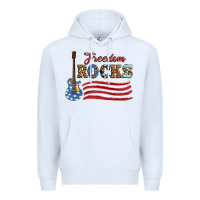 White freedom rocks with guitar Premium Hoodie - Artiststas