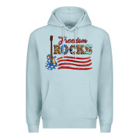 Blue Mist freedom rocks with guitar Premium Hoodie - Artiststas