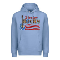 Colony Blue freedom rocks with guitar Premium Hoodie - Artiststas