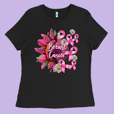 Breast Cancer Sunflower Ladies Tee Designed By Barkaloodesign