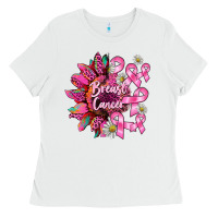 White breast cancer sunflower Ladies Tee - BarkalooDesign