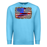 Ocean Blue race american flag Premium Sweatshirt - Zillion Design Studio