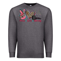 Charcoal Heather peace love racing Premium Sweatshirt - Zillion Design Studio
