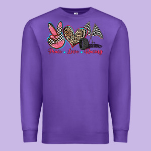 Peace Love Racing Premium Sweatshirt Designed By Zillion Design Studio