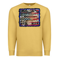 Antique Gold american flag with cowhide background Premium Sweatshirt - RanaPortraitStore