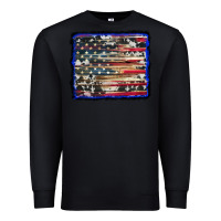 Black american flag with cowhide background Premium Sweatshirt - RanaPortraitStore