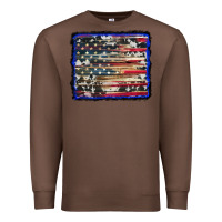 Chestnut american flag with cowhide background Premium Sweatshirt - RanaPortraitStore
