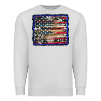 Dove Grey american flag with cowhide background Premium Sweatshirt - RanaPortraitStore