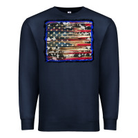 Navy american flag with cowhide background Premium Sweatshirt - RanaPortraitStore