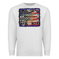 Oatmeal Heather american flag with cowhide background Premium Sweatshirt - RanaPortraitStore