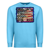 Ocean Blue american flag with cowhide background Premium Sweatshirt - RanaPortraitStore