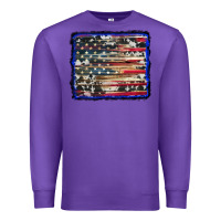 Purple american flag with cowhide background Premium Sweatshirt - RanaPortraitStore