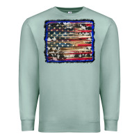 Seafoam american flag with cowhide background Premium Sweatshirt - RanaPortraitStore
