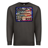 Smoke american flag with cowhide background Premium Sweatshirt - RanaPortraitStore