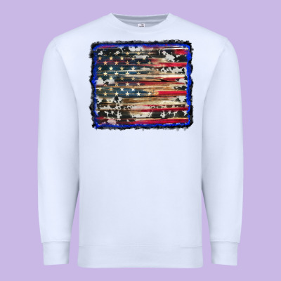American Flag With Cowhide Background Premium Sweatshirt Designed By Ranaportraitstore