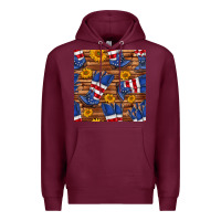 Burgundy america western boots and sunflower seamless pattern Premium Hoodie - BundleAndBundleShop